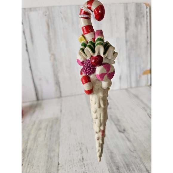 Vintage candy icicle candy cane ornament Xmas decor - Picture 4 of 9